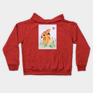 Quirky Hare and a bumble bee Kids Hoodie